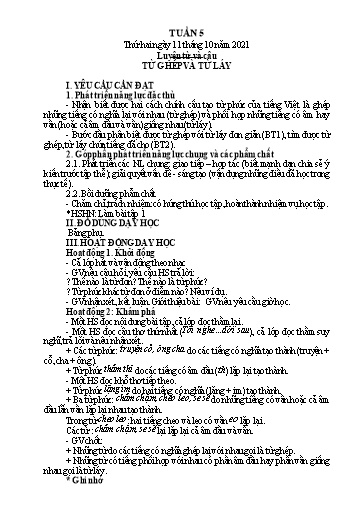 Kế hoạch bài dạy Tiếng Việt + Toán 4 - Tuần 5 - Năm học 2021-2022 - Phan Đình Khôi