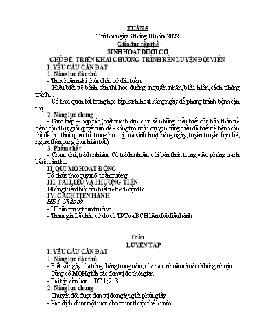 Kế hoạch bài dạy Tiếng Việt + Toán 4 - Tuần 5 - Năm học 2022-2023 - Phan Đình Khôi