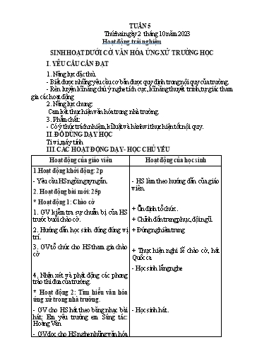 Kế hoạch bài dạy Tiếng Việt + Toán 4 - Tuần 5 - Năm học 2023-2024 - Phạm Thị Hương Giang