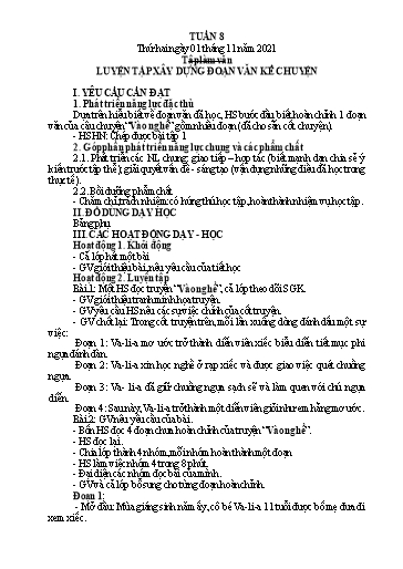 Kế hoạch bài dạy Tiếng Việt + Toán 4 - Tuần 8 - Năm học 2021-2022 - Phan Đình Khôi