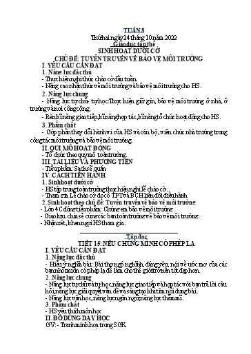 Kế hoạch bài dạy Tiếng Việt + Toán 4 - Tuần 8 - Năm học 2022-2023 - Phan Đình Khôi
