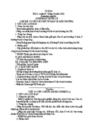 Kế hoạch bài dạy Tiếng Việt + Toán 4 - Tuần 8 - Năm học 2022-2023 - Phạm Thị Hương Giang