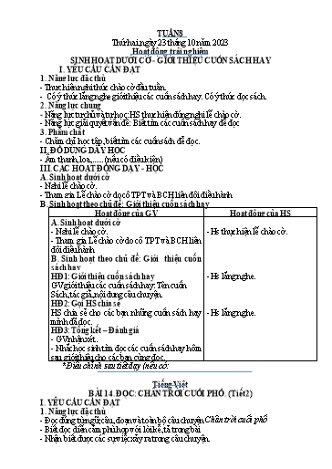 Kế hoạch bài dạy Tiếng Việt + Toán 4 - Tuần 8 - Năm học 2023-2024 - Phan Đình Khôi