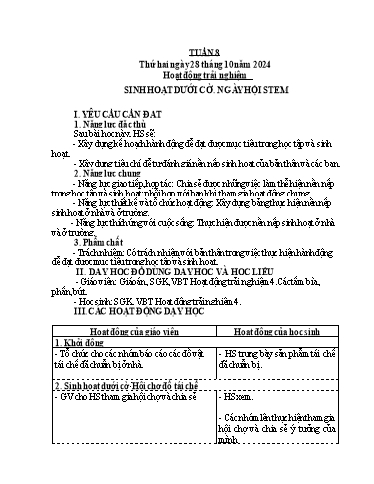 Kế hoạch bài dạy Tiếng Việt + Toán 4 - Tuần 8 - Năm học 2024-2025 - Phan Đình Khôi
