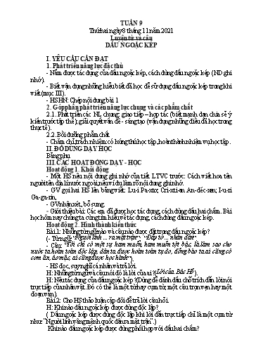 Kế hoạch bài dạy Tiếng Việt + Toán 4 - Tuần 9 - Năm học 2021-2022 - Phan Đình Khôi