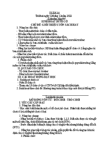 Kế hoạch bài dạy Tiếng Việt + Toán 4 - Tuần  - Năm học 2022-2023 - Phan Đình Khôi