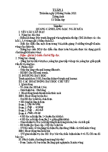 Kế hoạch bài dạy Tiếng Việt + Toán 5 - Tuần 1 - Năm học 2021-2022 - Phan Thị Hồng Thương