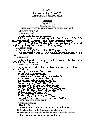 Kế hoạch bài dạy Tiếng Việt + Toán 5 - Tuần 1 - Năm học 2022-2023 - Phan Thị Hồng Thương