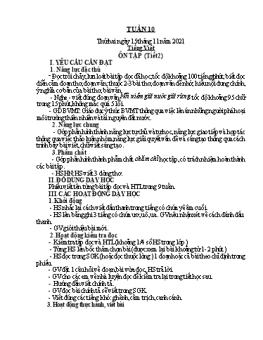 Kế hoạch bài dạy Tiếng Việt + Toán 5 - Tuần 10 - Năm học 2021-2022 - Phan Thị Hồng Thương