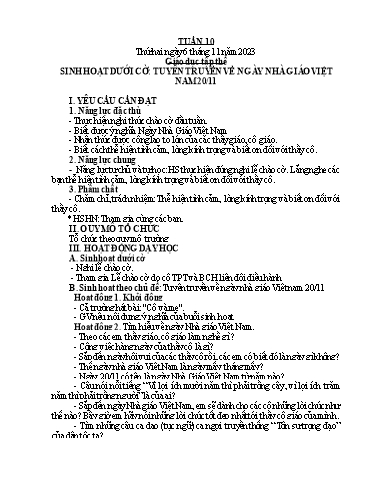 Kế hoạch bài dạy Tiếng Việt + Toán 5 - Tuần 10 - Năm học 2023-2024 - Phan Thị Hồng Thương