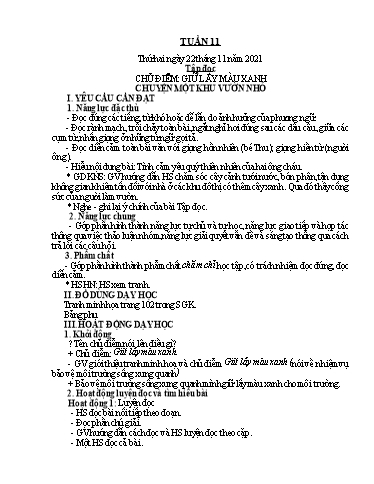 Kế hoạch bài dạy Tiếng Việt + Toán 5 - Tuần 11 - Năm học 2021-2022 - Phan Thị Hồng Thương