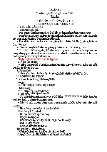 Kế hoạch bài dạy Tiếng Việt + Toán 5 - Tuần 11 - Năm học 2021-2022 - Phạm Thị Hương Giang