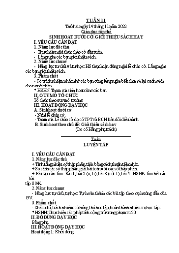 Kế hoạch bài dạy Tiếng Việt + Toán 5 - Tuần 11 - Năm học 2022-2023 - Phan Thị Hồng Thương
