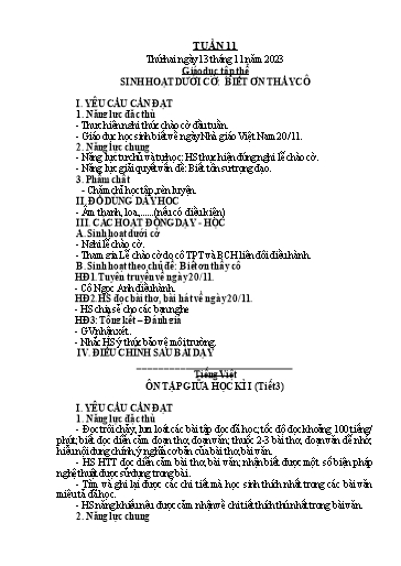 Kế hoạch bài dạy Tiếng Việt + Toán 5 - Tuần 11 - Năm học 2023-2024 - Phan Thị Hồng Thương