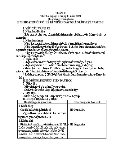 Kế hoạch bài dạy Tiếng Việt + Toán 5 - Tuần 11 - Năm học 2024-2025 - Phan Thị Hồng Thương