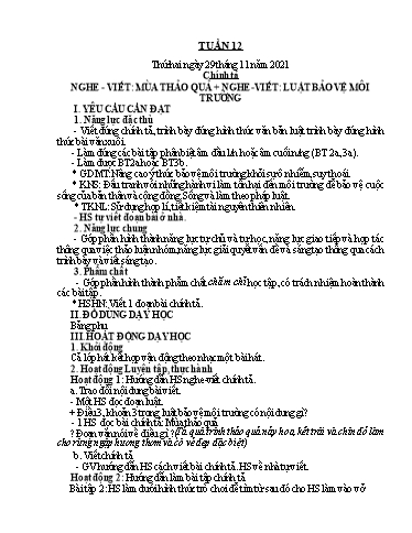 Kế hoạch bài dạy Tiếng Việt + Toán 5 - Tuần 12 - Năm học 2021-2022 - Phan Thị Hồng Thương