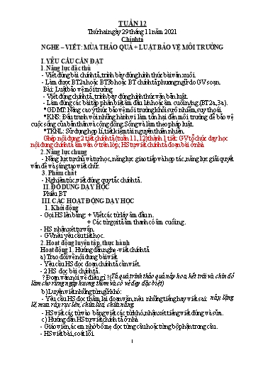 Kế hoạch bài dạy Tiếng Việt + Toán 5 - Tuần 12 - Năm học 2021-2022 - Phạm Thị Hương Giang