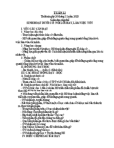 Kế hoạch bài dạy Tiếng Việt + Toán 5 - Tuần 12 - Năm học 2023-2024 - Phan Thị Hồng Thương