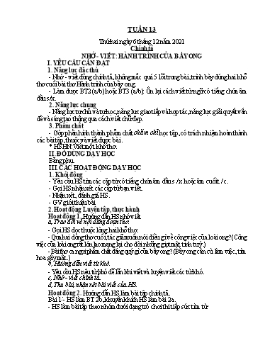 Kế hoạch bài dạy Tiếng Việt + Toán 5 - Tuần 13 - Năm học 2021-2022 - Phan Thị Hồng Thương