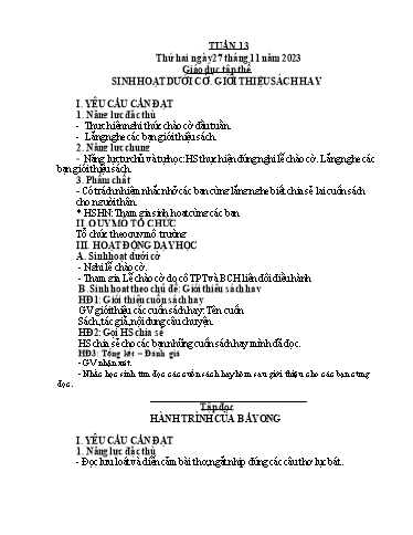 Kế hoạch bài dạy Tiếng Việt + Toán 5 - Tuần 13 - Năm học 2023-2024 - Phan Thị Hồng Thương