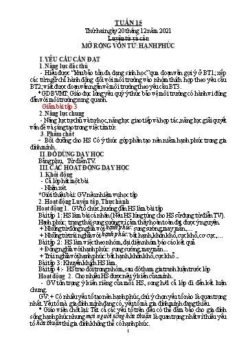 Kế hoạch bài dạy Tiếng Việt + Toán 5 - Tuần 15 - Năm học 2021-2022 - Phạm Thị Hương Giang
