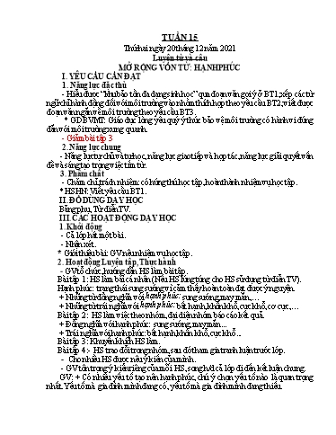 Kế hoạch bài dạy Tiếng Việt + Toán 5 - Tuần 15 - Năm học 2021-2022 - Phan Thị Hồng Thương