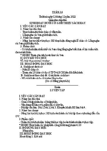 Kế hoạch bài dạy Tiếng Việt + Toán 5 - Tuần 15 - Năm học 2022-2023 - Phan Thị Hồng Thương