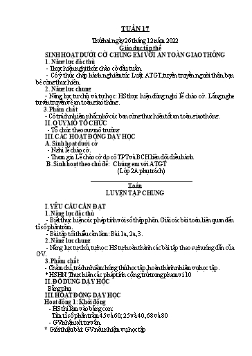 Kế hoạch bài dạy Tiếng Việt + Toán 5 - Tuần 17 - Năm học 2022-2023 - Phan Thị Hồng Thương