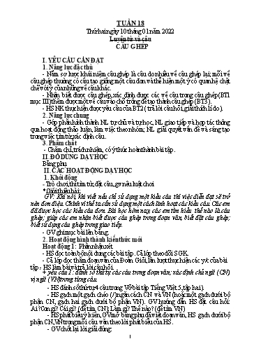 Kế hoạch bài dạy Tiếng Việt + Toán 5 - Tuần 18 - Năm học 2021-2022 - Phạm Thị Hương Giang