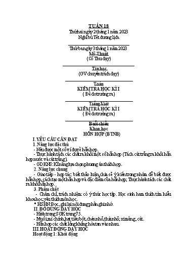 Kế hoạch bài dạy Tiếng Việt + Toán 5 - Tuần 18 - Năm học 2022-2023 - Phan Thị Hồng Thương