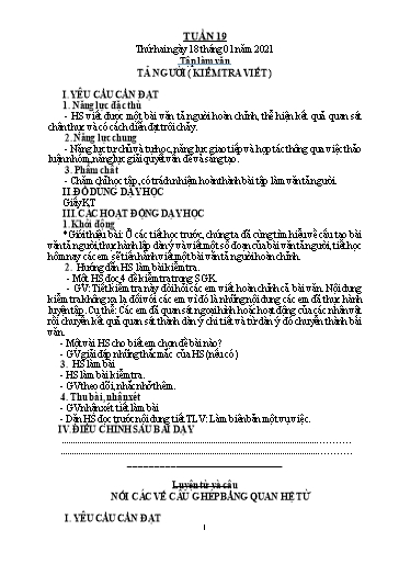 Kế hoạch bài dạy Tiếng Việt + Toán 5 - Tuần 19 - Năm học 2021-2022 - Phạm Thị Hương Giang