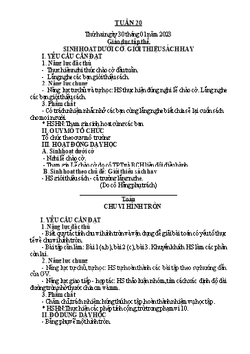 Kế hoạch bài dạy Tiếng Việt + Toán 5 - Tuần 20 - Năm học 2022-2023 - Phan Thị Hồng Thương