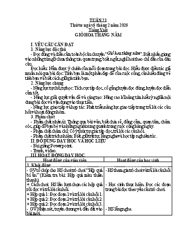 Kế hoạch bài dạy Tiếng Việt + Toán 5 - Tuần 21 - Năm học 2024-2025 - Phan Thị Hồng Thương