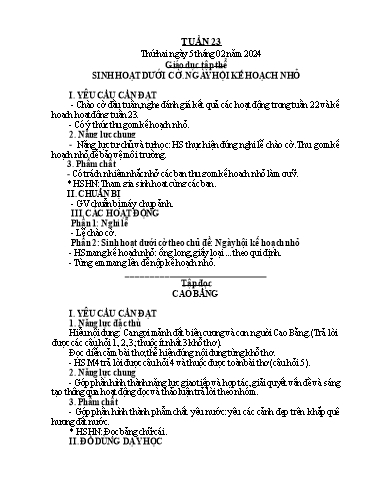 Kế hoạch bài dạy Tiếng Việt + Toán 5 - Tuần 23 - Năm học 2023-2024 - Phan Thị Hồng Thương