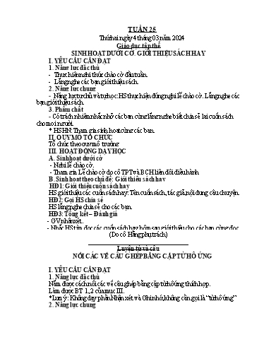 Kế hoạch bài dạy Tiếng Việt + Toán 5 - Tuần 25 - Năm học 2023-2024 - Phan Thị Hồng Thương