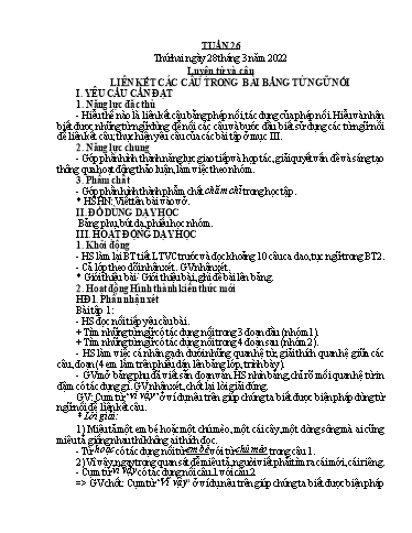 Kế hoạch bài dạy Tiếng Việt + Toán 5 - Tuần 26 - Năm học 2021-2022 - Phan Thị Hồng Thương