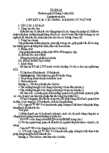 Kế hoạch bài dạy Tiếng Việt + Toán 5 - Tuần 26 - Năm học 2021-2022 - Phạm Thị Hương Giang