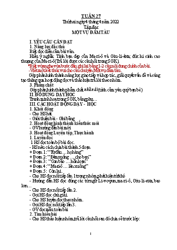 Kế hoạch bài dạy Tiếng Việt + Toán 5 - Tuần 27 - Năm học 2021-2022 - Phạm Thị Hương Giang