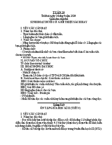 Kế hoạch bài dạy Tiếng Việt + Toán 5 - Tuần 29 - Năm học 2023-2024 - Phan Thị Hồng Thương