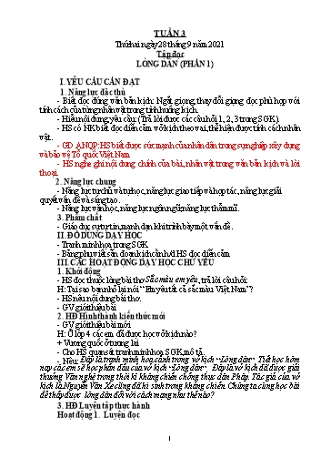 Kế hoạch bài dạy Tiếng Việt + Toán 5 - Tuần 3 - Năm học 2021-2022 - Phạm Thị Hương Giang