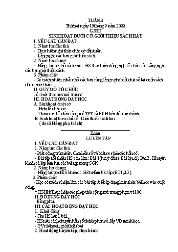Kế hoạch bài dạy Tiếng Việt + Toán 5 - Tuần 3 - Năm học 2022-2023 - Phan Thị Hồng Thương