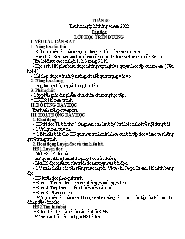 Kế hoạch bài dạy Tiếng Việt + Toán 5 - Tuần 30 - Năm học 2021-2022 - Phan Thị Hồng Thương