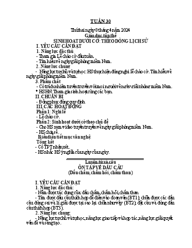 Kế hoạch bài dạy Tiếng Việt + Toán 5 - Tuần 30 - Năm học 2023-2024 - Phan Thị Hồng Thương