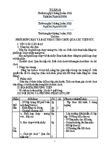 Kế hoạch bài dạy Tiếng Việt + Toán 5 - Tuần 31 - Năm học 2021-2022 - Phạm Thị Hương Giang