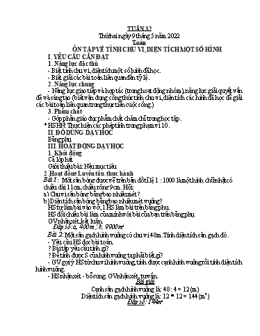 Kế hoạch bài dạy Tiếng Việt + Toán 5 - Tuần 32 - Năm học 2021-2022 - Phan Thị Hồng Thương