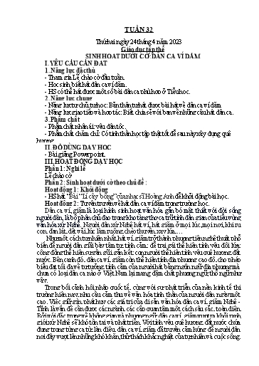 Kế hoạch bài dạy Tiếng Việt + Toán 5 - Tuần 32 - Năm học 2022-2023 - Phan Thị Hồng Thương