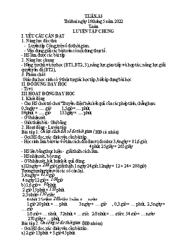 Kế hoạch bài dạy Tiếng Việt + Toán 5 - Tuần 33 - Năm học 2021-2022 - Phạm Thị Hương Giang