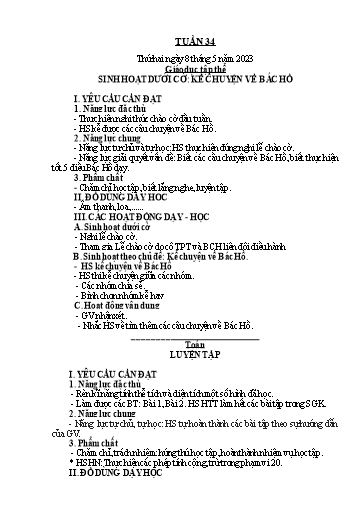 Kế hoạch bài dạy Tiếng Việt + Toán 5 - Tuần 34 - Năm học 2022-2023 - Phan Thị Hồng Thương