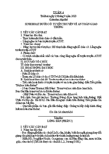 Kế hoạch bài dạy Tiếng Việt + Toán 5 - Tuần 4 - Năm học 2023-2024 - Phan Thị Hồng Thương