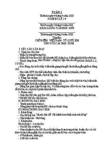 Kế hoạch bài dạy Tiếng Việt + Toán 5 - Tuần 5 - Năm học 2023-2024 - Phan Thị Hồng Thương